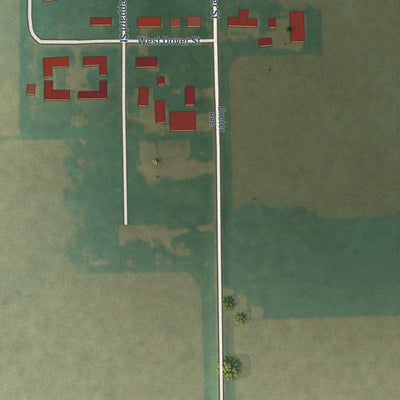 Second close-up of the map of Ionia, Iowa print showing more streets and buildings