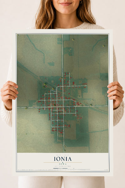 Map of Ionia, Iowa, 18 x 24 inch unframed archival matte print