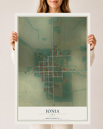 Map of Ionia, Iowa, 24 x 36 inch unframed archival matte print