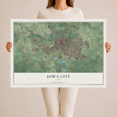 Map of Iowa City, Iowa, 24 x 36 inch unframed archival matte print