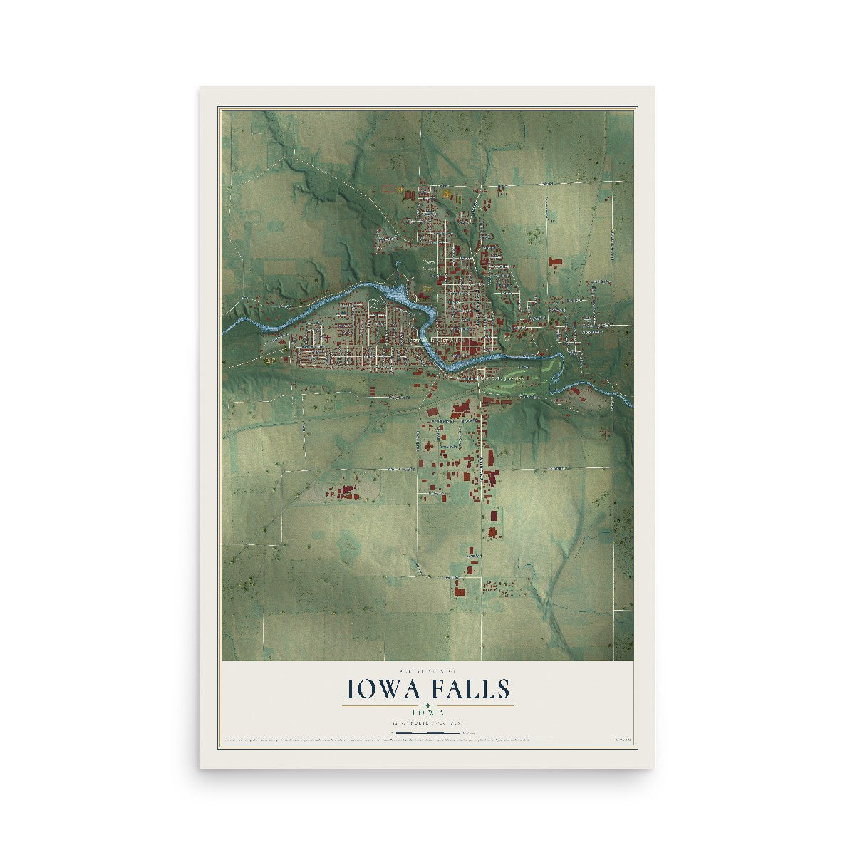 Map of Iowa Falls, Iowa, 12 x 18 inch unframed archival matte print