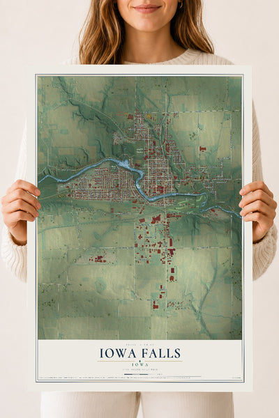 Map of Iowa Falls, Iowa, 18 x 24 inch unframed archival matte print