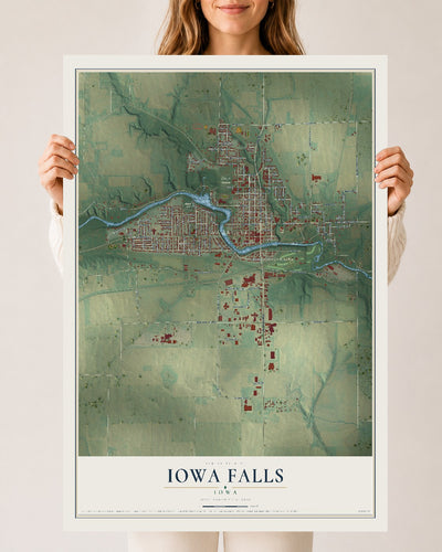 Map of Iowa Falls, Iowa, 24 x 36 inch unframed archival matte print