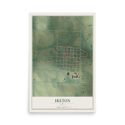 Map of Ireton, Iowa, 12 x 18 inch unframed archival matte print
