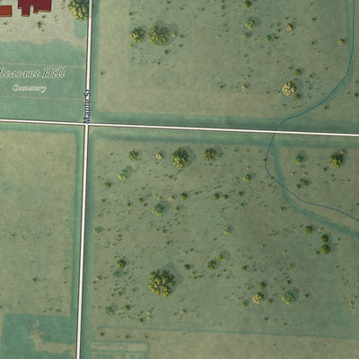 Second close-up of the map of Ireton, Iowa print showing more streets and buildings