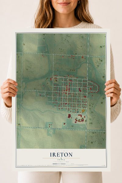 Map of Ireton, Iowa, 18 x 24 inch unframed archival matte print