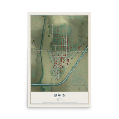 Map of Irwin, Iowa, 12 x 18 inch unframed archival matte print