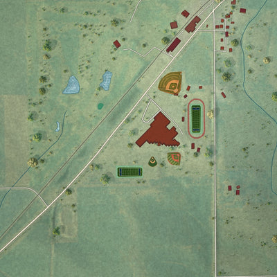Close-up of the map of Jackson Junction, Iowa print showing street and building detail