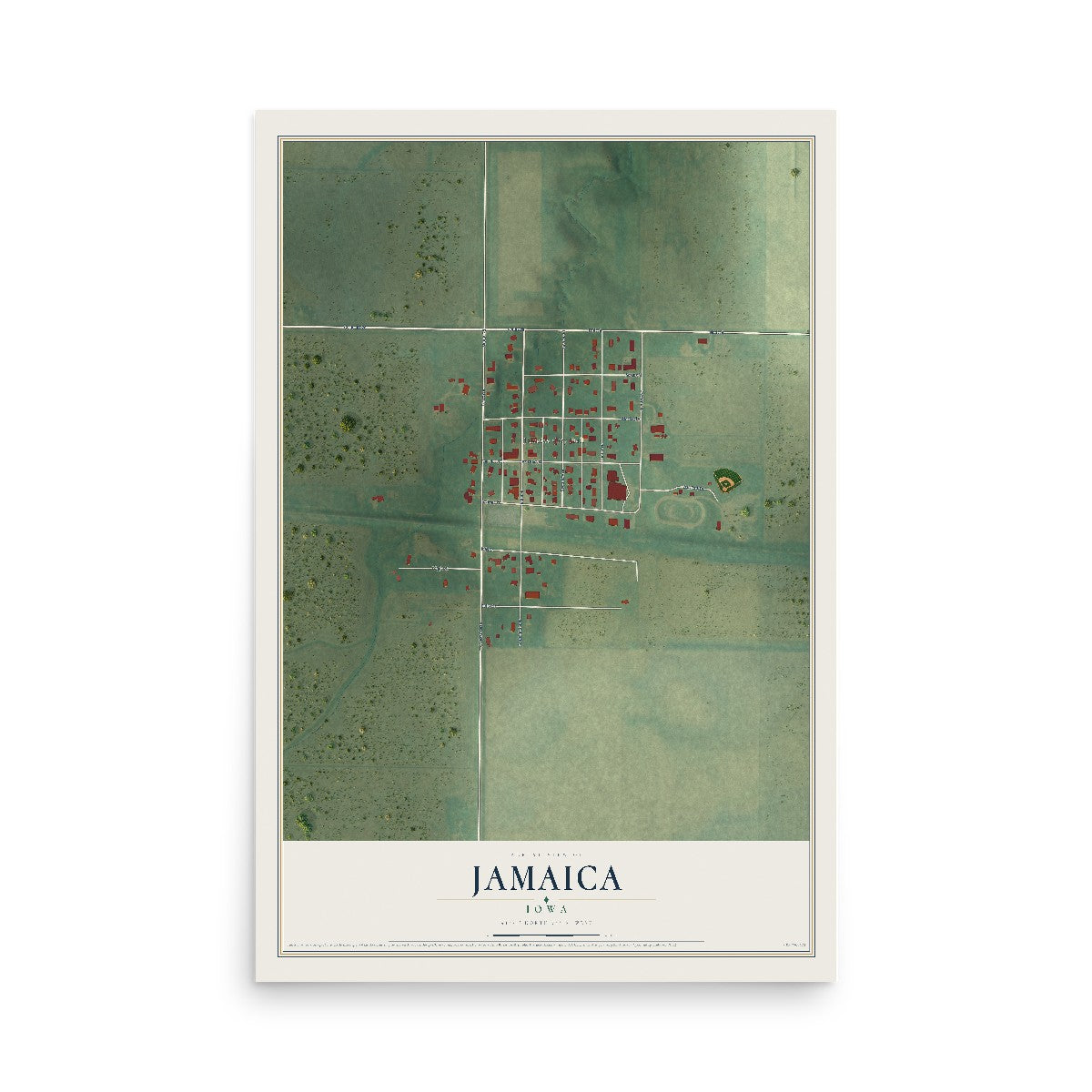 Map of Jamaica, Iowa, 12 x 18 inch unframed archival matte print