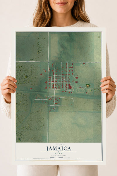 Map of Jamaica, Iowa, 18 x 24 inch unframed archival matte print
