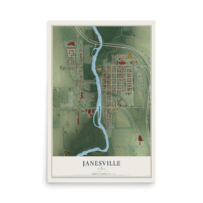 Map of Janesville, Iowa, 12 x 18 inch unframed archival matte print
