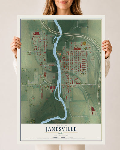Map of Janesville, Iowa, 24 x 36 inch unframed archival matte print