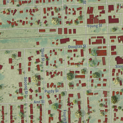 Close-up of the map of Jesup, Iowa print showing street and building detail