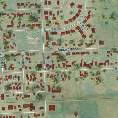 Second close-up of the map of Jesup, Iowa print showing more streets and buildings