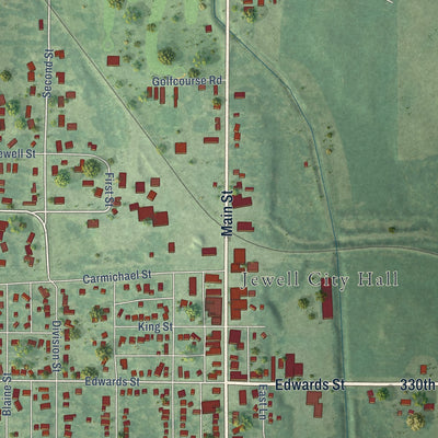 Close-up of the map of Jewell Junction, Iowa print showing street and building detail