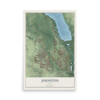 Map of Johnston, Iowa, 12 x 18 inch unframed archival matte print