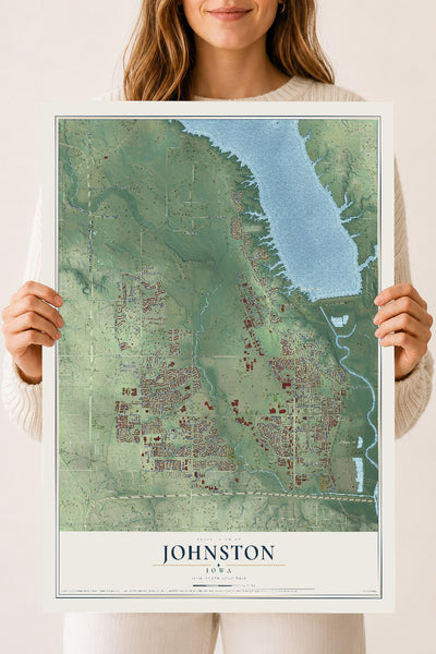 Map of Johnston, Iowa, 18 x 24 inch unframed archival matte print
