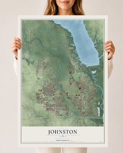 Map of Johnston, Iowa, 24 x 36 inch unframed archival matte print