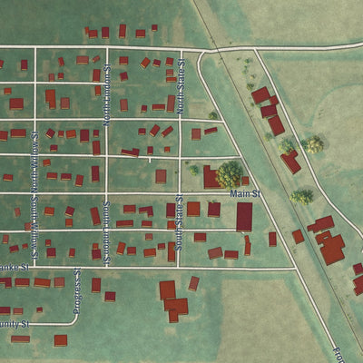 Close-up of the map of Joice, Iowa print showing street and building detail