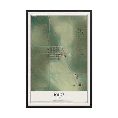Map of Joice, Iowa, 12 x 18 inch print in a black wood frame
