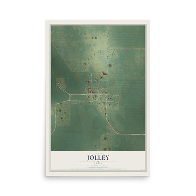 Map of Jolley, Iowa, 12 x 18 inch unframed archival matte print
