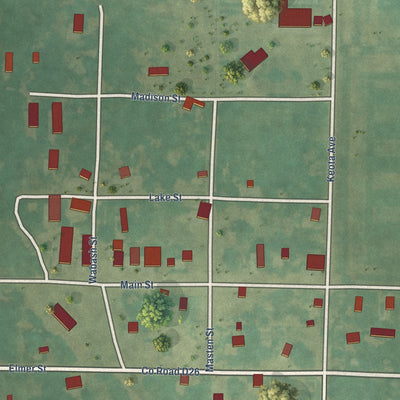 Close-up of the map of Jolley, Iowa print showing street and building detail