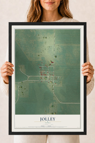 Map of Jolley, Iowa, 18 x 24 inch print in a black wood frame