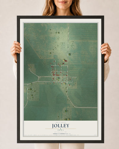 Map of Jolley, Iowa, 24 x 36 inch print in a black wood frame
