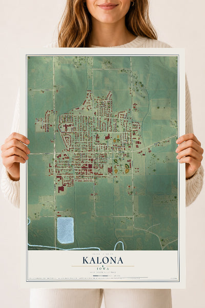 Map of Kalona, Iowa, 18 x 24 inch unframed archival matte print