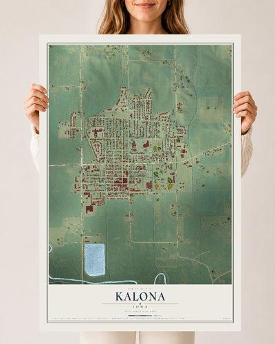 Map of Kalona, Iowa, 24 x 36 inch unframed archival matte print