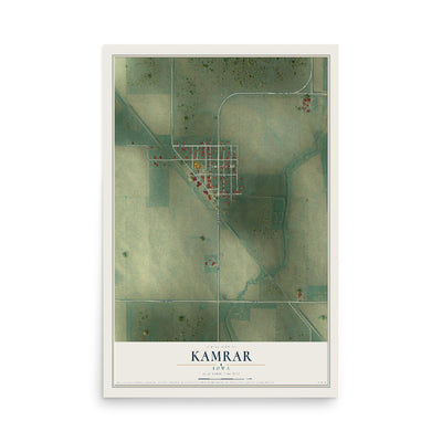 Map of Kamrar, Iowa, 12 x 18 inch unframed archival matte print