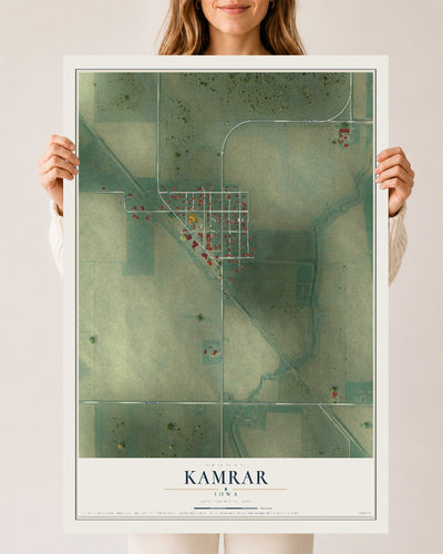 Map of Kamrar, Iowa, 24 x 36 inch unframed archival matte print