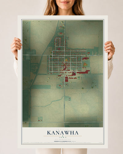 Map of Kanawha, Iowa, 24 x 36 inch unframed archival matte print