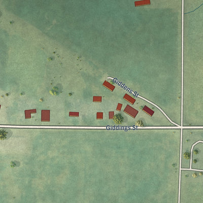 Second close-up of the map of Kelley, Iowa print showing more streets and buildings