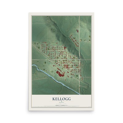 Map of Kellogg, Iowa, 12 x 18 inch unframed archival matte print