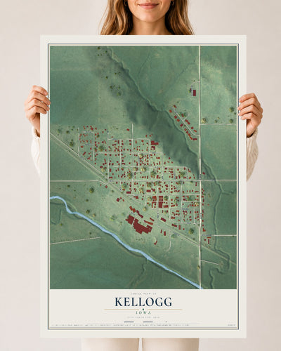 Map of Kellogg, Iowa, 24 x 36 inch unframed archival matte print