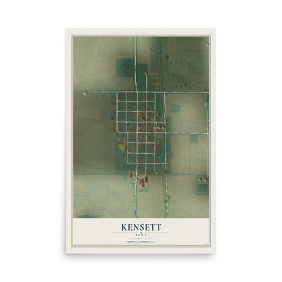 Map of Kensett, Iowa, 12 x 18 inch unframed archival matte print
