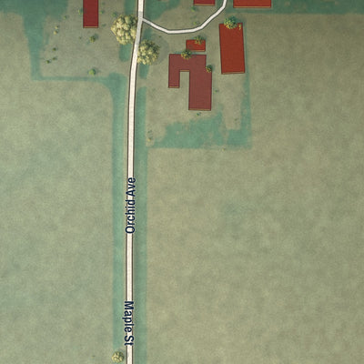 Second close-up of the map of Kensett, Iowa print showing more streets and buildings