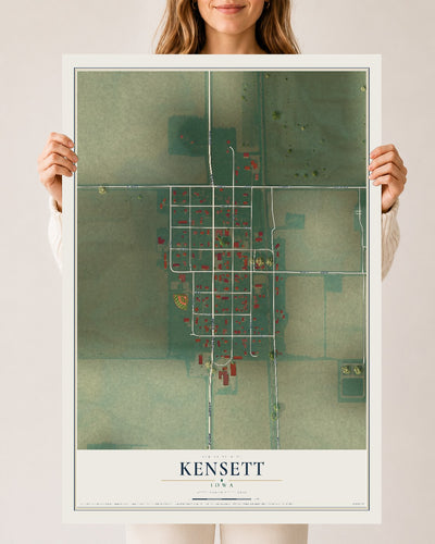 Map of Kensett, Iowa, 24 x 36 inch unframed archival matte print