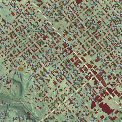 Close-up of the map of Keokuk, Iowa print showing street and building detail