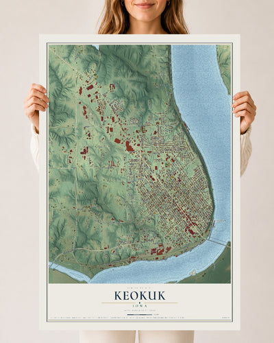 Map of Keokuk, Iowa, 24 x 36 inch unframed archival matte print