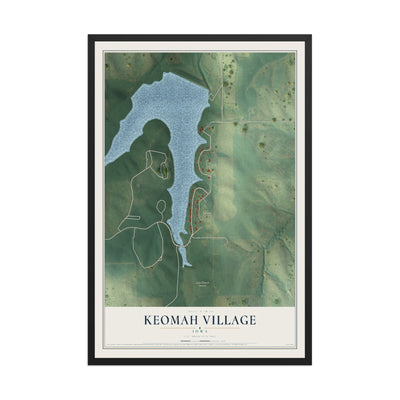 Map of Keomah Village, Iowa, 12 x 18 inch print in a black wood frame