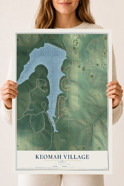 Map of Keomah Village, Iowa, 18 x 24 inch unframed archival matte print