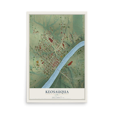 Map of Keosauqua, Iowa, 12 x 18 inch unframed archival matte print
