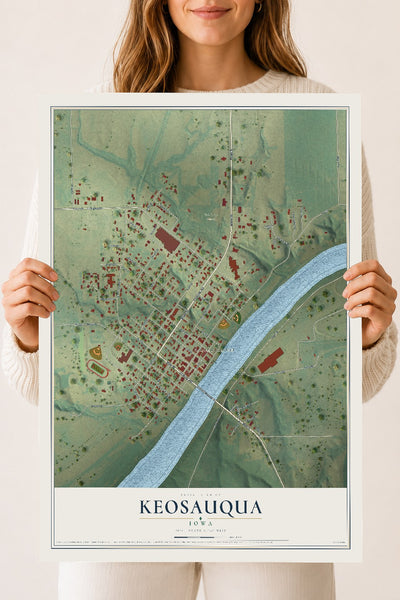 Map of Keosauqua, Iowa, 18 x 24 inch unframed archival matte print
