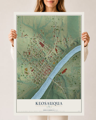 Map of Keosauqua, Iowa, 24 x 36 inch unframed archival matte print