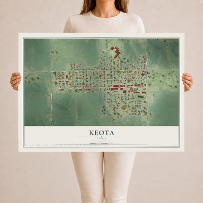 Map of Keota, Iowa, 24 x 36 inch unframed archival matte print