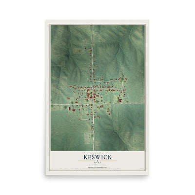 Map of Keswick, Iowa, 12 x 18 inch unframed archival matte print