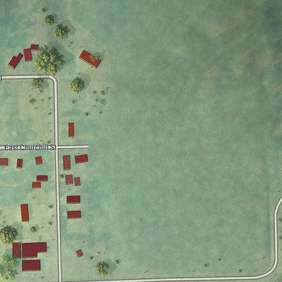 Second close-up of the map of Keswick, Iowa print showing more streets and buildings