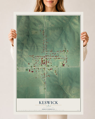 Map of Keswick, Iowa, 24 x 36 inch unframed archival matte print
